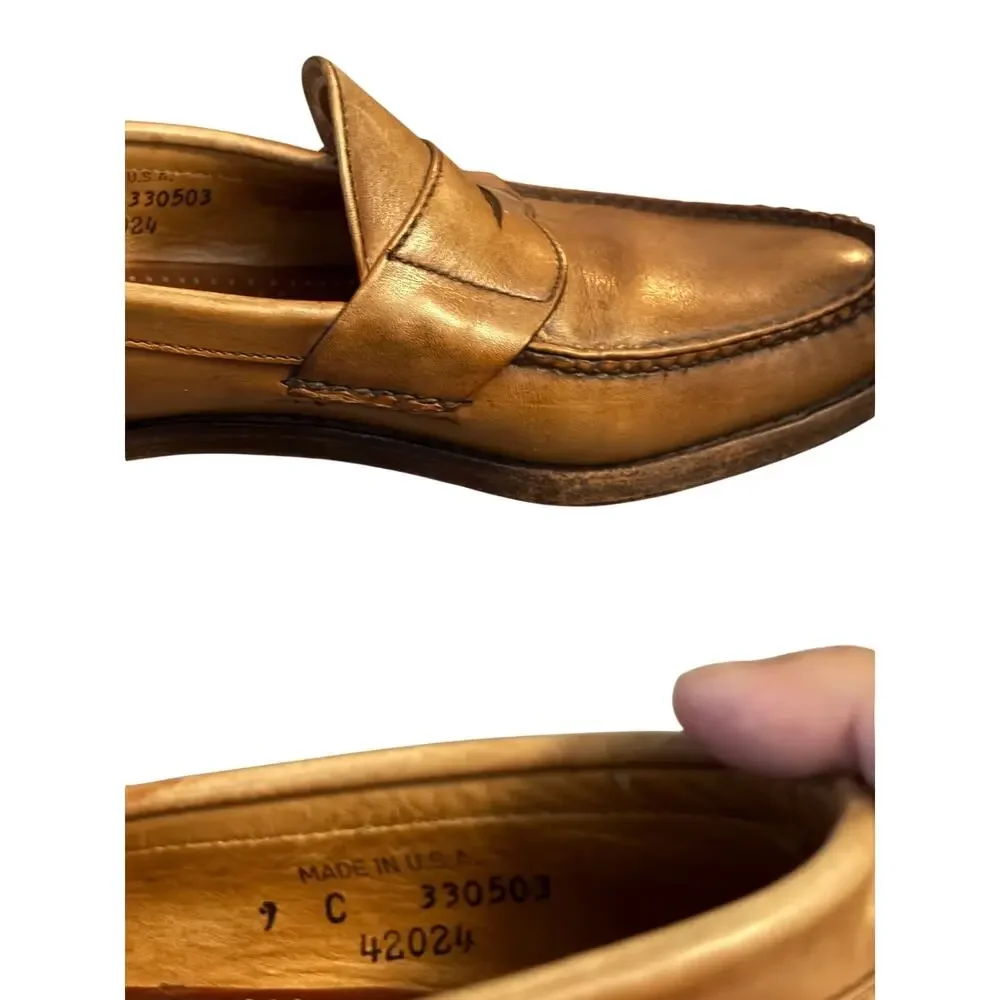 Allen Edmunds Paxton Brown Leather Penny Loafers Size 9C